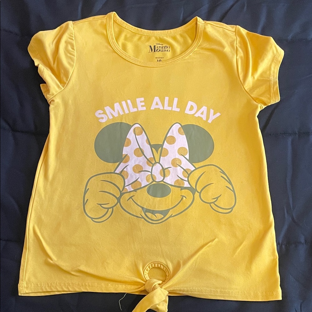 Disney Yellow Minnie Mouse Tee with Pink Accents